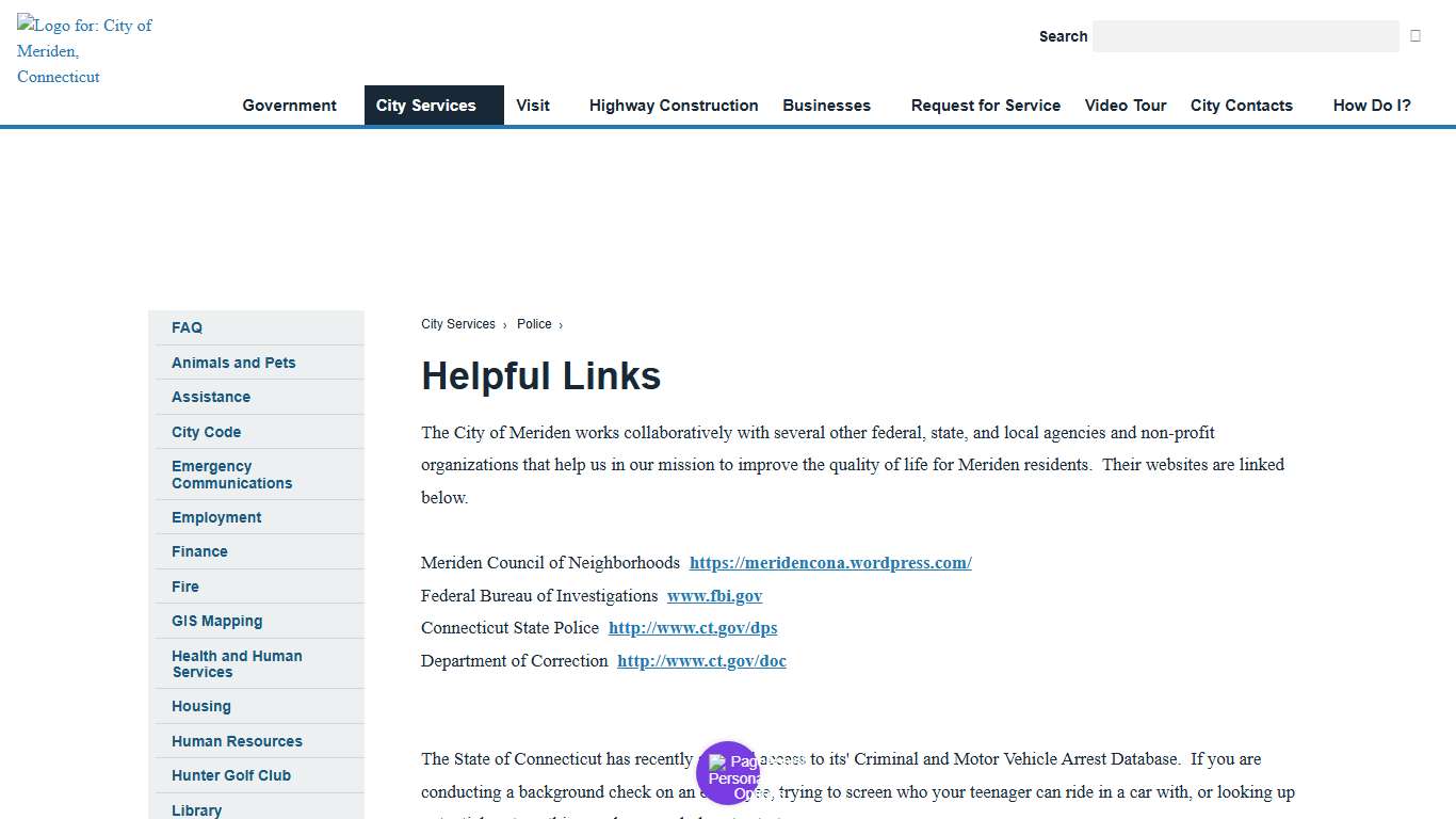 Helpful Links City of Meriden, CT